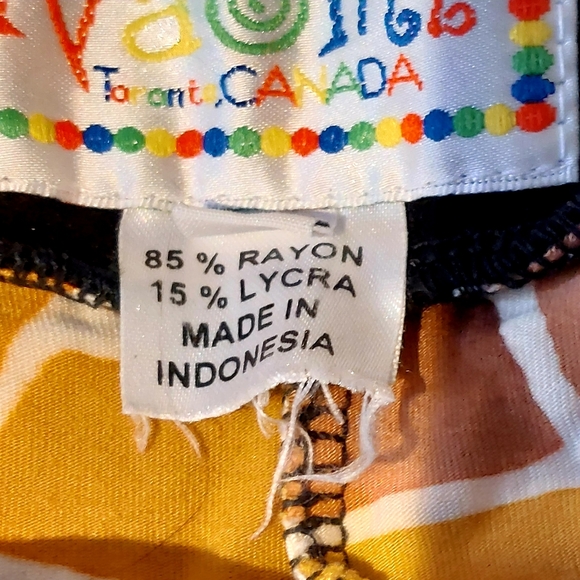 Vtg 90s One of a kind, psychedelic batik dyed spandex flares, size L, EUC - Picture 7 of 8